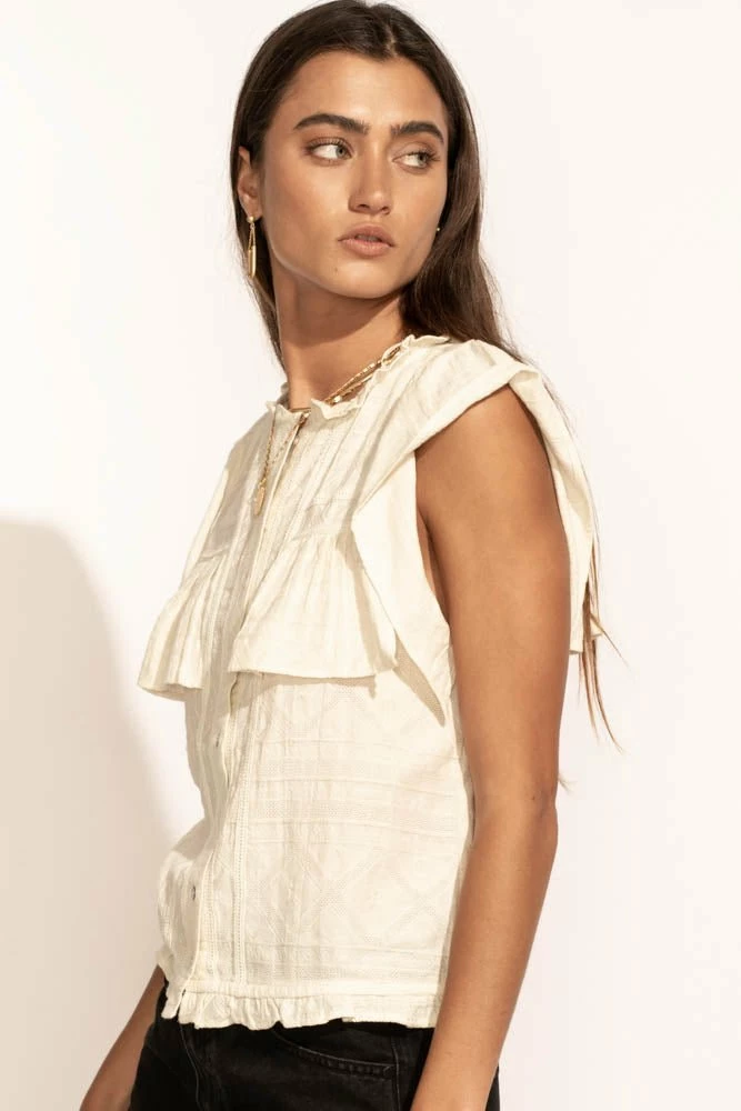 Hot Sale π LOVE STITCH Clothing Illustrated Sue Button Down Blouse In Cream - FINAL SALE π 3 LOVE STITCH Clothing Illustrated Sue Button Down Blouse In Cream - FINAL SALE