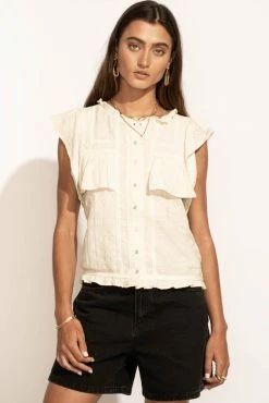 Hot Sale π LOVE STITCH Clothing Illustrated Sue Button Down Blouse In Cream - FINAL SALE π 10 LOVE STITCH Clothing Illustrated Sue Button Down Blouse In Cream - FINAL SALE