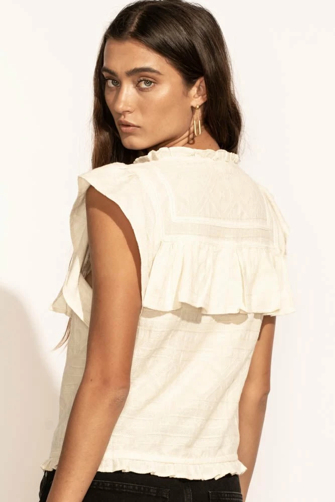 Hot Sale π LOVE STITCH Clothing Illustrated Sue Button Down Blouse In Cream - FINAL SALE π 2 LOVE STITCH Clothing Illustrated Sue Button Down Blouse In Cream - FINAL SALE