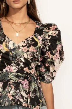 CLOTHING COMPANY Cassia Wrap Blouse In Black - FINAL SALE