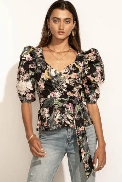 CLOTHING COMPANY Cassia Wrap Blouse In Black - FINAL SALE