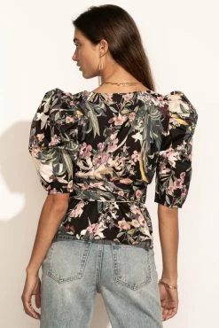 CLOTHING COMPANY Cassia Wrap Blouse In Black - FINAL SALE