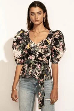 CLOTHING COMPANY Cassia Wrap Blouse In Black - FINAL SALE