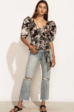 CLOTHING COMPANY Cassia Wrap Blouse In Black - FINAL SALE