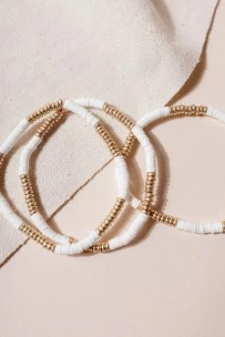 JOYFUL JEWELRY Amaia Mini Disc Bracelet Set In White