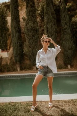 FUN 2 FUN Larissa Button Down Blouse In White - FINAL SALE