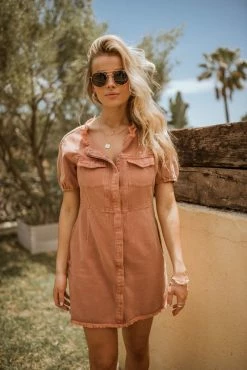 Mustard Seed Juliette Denim Dress In Pink - FINAL SALE