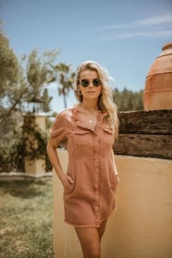 Mustard Seed Juliette Denim Dress In Pink - FINAL SALE