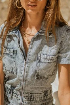 Kancan Sussan Denim Romper - FINAL SALE