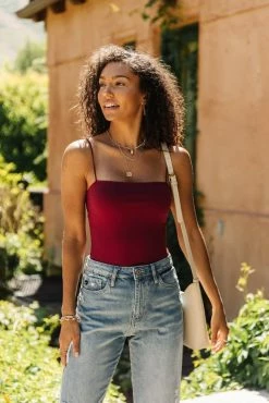 SINA Tops Charlotte Bodysuit In Red - FINAL SALE