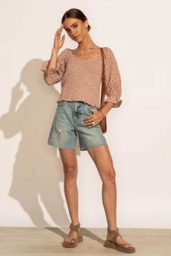 FUN 2 FUN Tops Holly Smocked Blouse In Pink - FINAL SALE