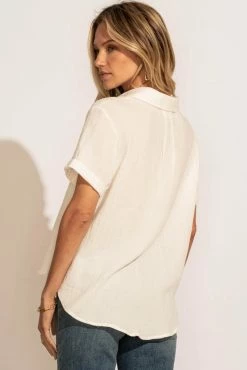 FUN 2 FUN Piper Button Down Top In Off White - FINAL SALE