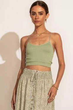 DYNAMIC FASHION Tops Talah Ribbed Tank Top In Sage