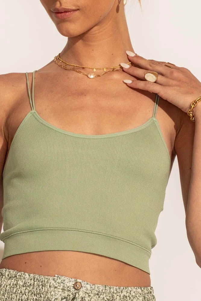 Wholesale π DYNAMIC FASHION Tops Talah Ribbed Tank Top In Sage β 1 DYNAMIC FASHION Tops Talah Ribbed Tank Top In Sage