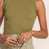 DYNAMIC FASHION Bella Ribbed Tank In Olive Tops