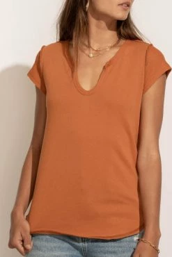 LA MIEL Zoe Tee In Orange Tops