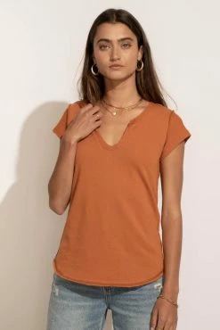 LA MIEL Zoe Tee In Orange Tops
