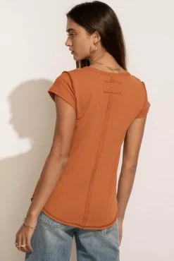LA MIEL Zoe Tee In Orange Tops