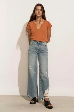 LA MIEL Zoe Tee In Orange Tops