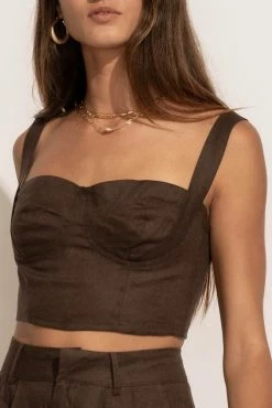 LISTICLE Adella Bustier Top In Brown - FINAL SALE