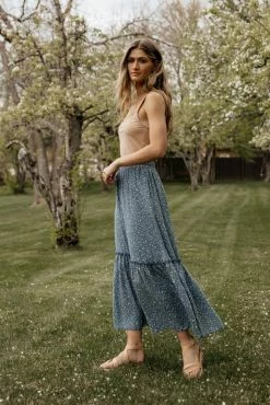 LAKE FLOWER FASHION Daniella Maxi Skirt In Blue - FINAL SALE