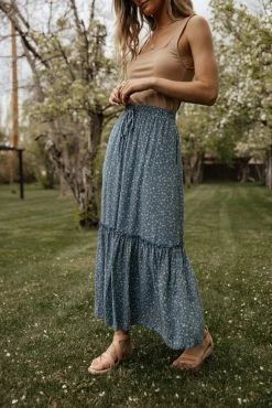 LAKE FLOWER FASHION Daniella Maxi Skirt In Blue - FINAL SALE