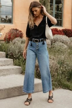 LOVE STITCH Clothing Illustrated London Blouse In Black - FINAL SALE