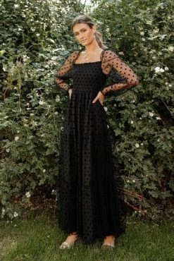 SEE AND BE SEEN Margo Polka Dot Dress In Black - FINAL SALE