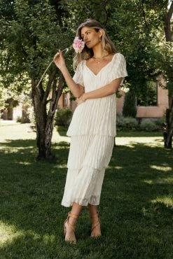 WELLMADE INC New Arrivals Hallie Midi Dress In Cream