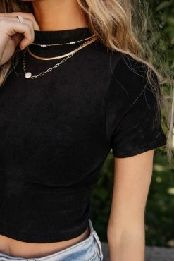 DYNAMIC FASHION Malia Cropped Top In Black - FINAL SALE
