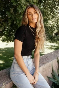 DYNAMIC FASHION Malia Cropped Top In Black - FINAL SALE