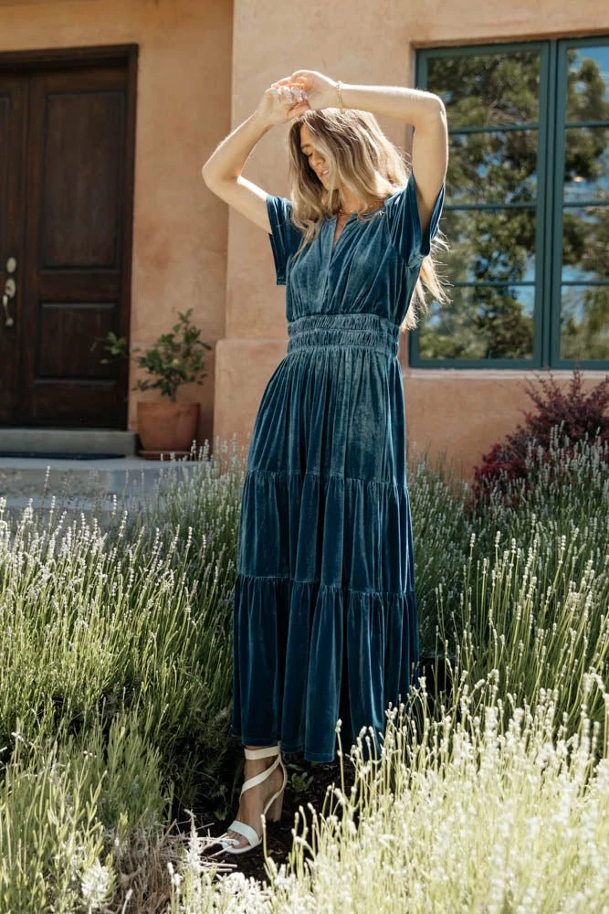 Deals π SEE AND BE SEEN Marlowe Velvet π Dress In Blue π 7 SEE AND BE SEEN Marlowe Velvet Dress In Blue