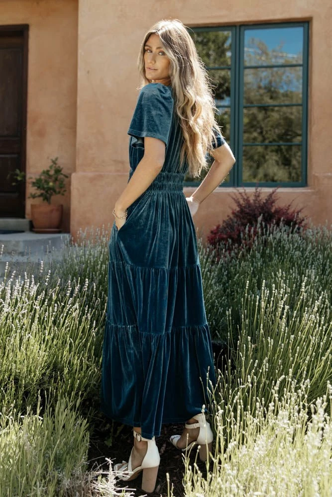 Deals π SEE AND BE SEEN Marlowe Velvet π Dress In Blue π 3 SEE AND BE SEEN Marlowe Velvet Dress In Blue
