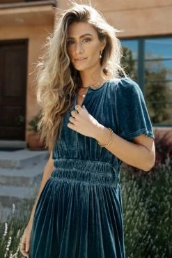 SEE AND BE SEEN Marlowe Velvet Dress In Blue