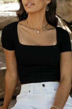 DYNAMIC FASHION Maddie Ribbed Top In Black - FINAL SALE