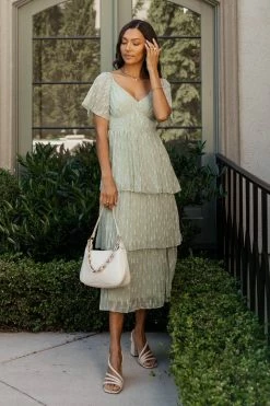 Top 10 π WELLMADE INC π Dresses Hallie Midi π Dress In Sage π 12 WELLMADE INC Dresses Hallie Midi Dress In Sage