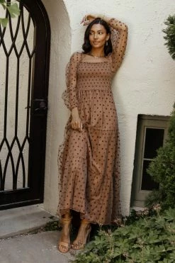 SEE AND BE SEEN Margo Polka Dot Dress In Brown - FINAL SALE