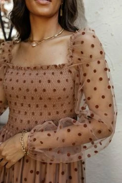 SEE AND BE SEEN Margo Polka Dot Dress In Brown - FINAL SALE