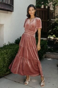 SEE AND BE SEEN Marlowe Velvet Dress In Blush