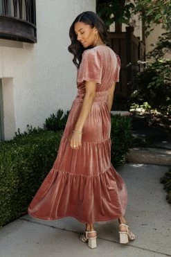 SEE AND BE SEEN Marlowe Velvet Dress In Blush