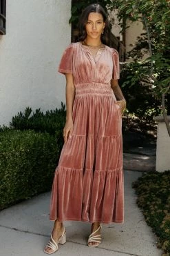 SEE AND BE SEEN Marlowe Velvet Dress In Blush