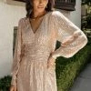 SEE AND BE SEEN Caitlyn Sequin Dress In Rose Gold Dresses