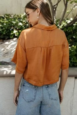LUSH CLOTHING Haisley Button Up In Orange - FINAL SALE