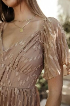 WELLMADE INC Hallie Midi Dress In Camel