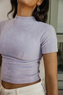 DYNAMIC FASHION Tops Malia Cropped Top In Lavender - FINAL SALE