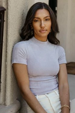 DYNAMIC FASHION Tops Malia Cropped Top In Lavender - FINAL SALE