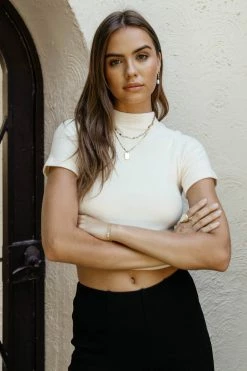 DYNAMIC FASHION Malia Cropped Top In Ivory - FINAL SALE
