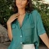 WORUI Trudy Button Up Top In Emerald - FINAL SALE
