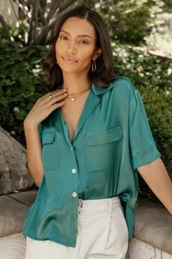 WORUI Trudy Button Up Top In Emerald - FINAL SALE