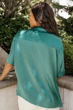 WORUI Trudy Button Up Top In Emerald - FINAL SALE